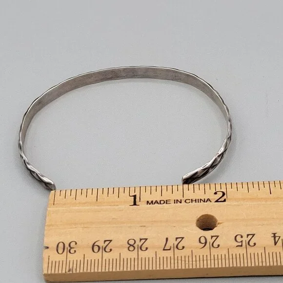 Taxco Mexican Sterling Silver 925 Diamond Pattern Cuff Bracelet Unisex - Picture 8 of 8